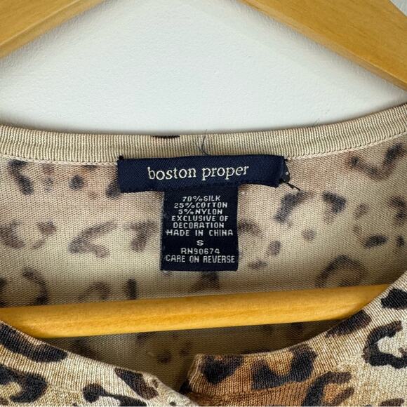 Boston Proper Silk Blend Sequin & Leopard Print Cardigan ~ Small - Picture 4 of 12